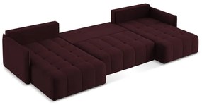Borvörös kinyitható-tárolóhelyes (U alakú) sarokkanapé Moku – Makamii