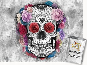 Fotótapéta Flizelina Fal Beton Koponya Virágok Rózsák Gothic 300x210 ragasztó