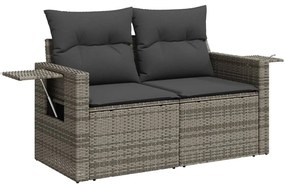 2 személyes szürke polyrattan kerti kanapé párnával