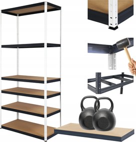 Tárolószekrény fém állvány Helios 213x90x30cm 6Px275kg Tömör