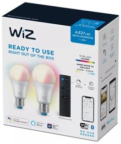 KÉSZLET 2x LED RGBW Dimmelhető izzó A60 E27/8,5W/230V 2200-6500K Wi-Fi + távirányító - WiZ