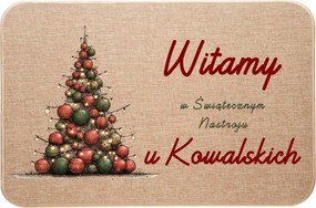 Karácsonyi Lábtörlő lenvászon Üdvözöljük az ünnepi hangulatban Név