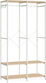 SONGMICS nyitott ruhásszekrény akasztóval és polcokkal, 40 x 94,5 x 180 cm, bézs