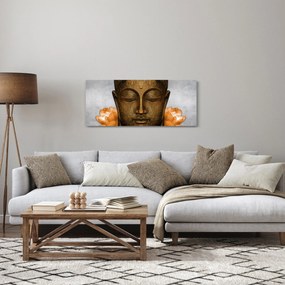 Egy szobor képe egy arc részletével (120x50 cm)
