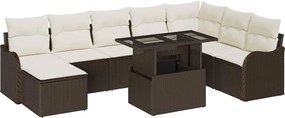 vidaXL Kerti Kanapé Szett párnával 9 pcs Barna Poli rattan