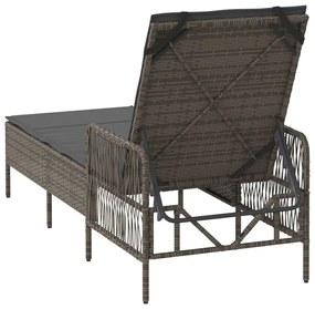 Napozóágy Szürke és sötét szürke PE Rattan 157 x 55 x 92 cm