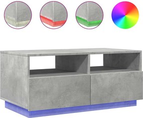 vidaXL betonszürke dohányzóasztal LED-lámpákkal 90x49x40 cm