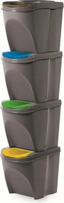 Szelektív Hulladékgyűjtő Kosár Szett 4x25 L Szürke Kő