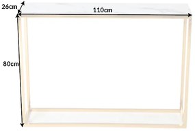 Design konzol Latrisha 110 cm fehér-arany - márvány utánzata