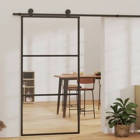 fekete ESG üveg és alumínium tolóajtó 102 x 205 cm