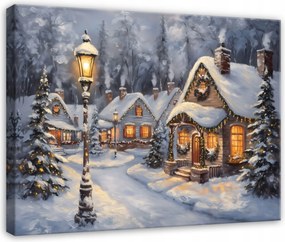 Vászonkép Téli Táj Város Ünnepek A Nappali Hálószobájába 120x80