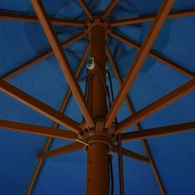 azúrkék kültéri napernyő farúddal 330 cm