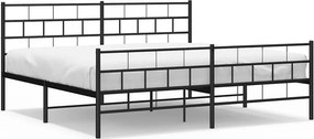 vidaXL fekete fém ágykeret fej- és lábtámlával 193 x 203 cm
