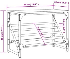 barna tölgyszínű szerelt fa cipőtartó 60x30x45 cm
