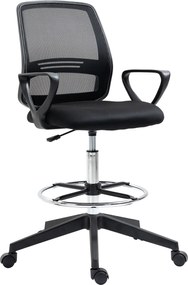 Vinsetto Ergonomikus Irodai Szék Karfákkal és Magasságállítható Lábgyűrűvel, Magasságban Állítható Forgószék Lélegző Hálós Kárpittal Fekete | Aosom