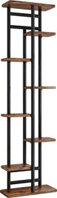 LEDOR TYP 4 8 polcos virágállvány, fémvázzal, 36 x 23 x 136 cm, rusztikus fa/fekete
