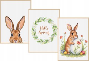 3db-os húsvéti poszter szett 50x70 keret nélkül Húsvéti nyuszi