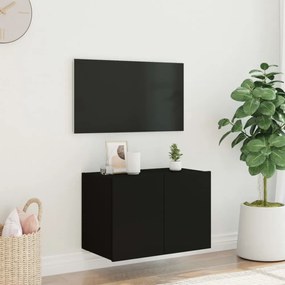 fekete fali TV-szekrény LED-világítással 60x35x41 cm