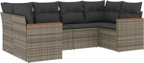 vidaXL 6 részes szürke polyrattan kerti ülőgarnitúra párnákkal