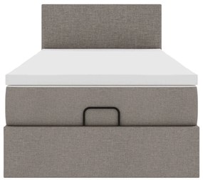 tópszínű szövet ottomán ágy matraccal &amp; LED-ek 90x200 cm