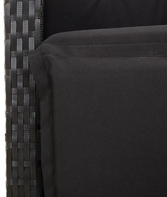 vidaXL 3 részes fekete polyrattan bisztrógarnitúra párnával