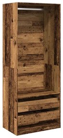 antik fa színű szerelt fa ruhásszekrény 80 x 50 x 200 cm