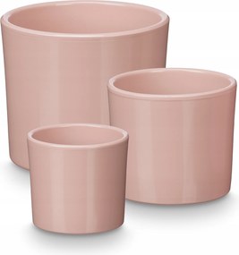 Kerámia Kaspó Rózsaszín 3 Db Ø 14 17 22 CM Magasság 12 5 17 5 19 CM