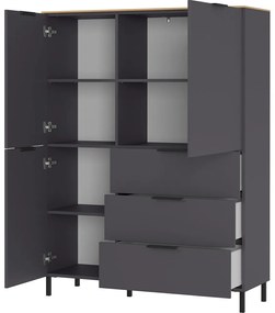 Szürke magas komód tölgyfa dekorral 109x146 cm California - Germania