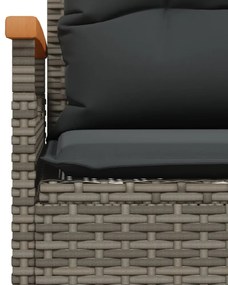 szürke polyrattan kerti pad párnával 116 x 62,5 x 74
