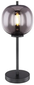 Globo 15345T Asztali lámpa fekete fém, füstszínű üveg búrával. Ø:185, H:450, exkl. 1xE14 40W 230V