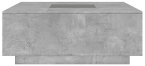 betonszürke végtelen hatású LED-es dohányzóasztal 100x100x40 cm