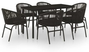 vidaXL 7 részes fekete kerti étkezőgarnitúra