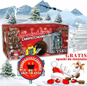 Jégcsap Függöny 500LED Kültéri 24M Karácsony 2024 Hideg Fehér+flash Ajándék