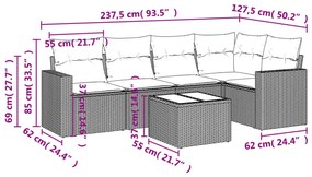 6 részes bézs polyrattan kerti ülőgarnitúra párnával