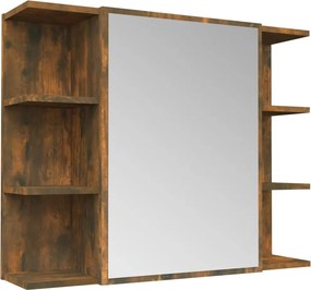 vidaXL füstös tölgy színű szerelt fa tükrös szekrény 80 x 20,5 x 64 cm
