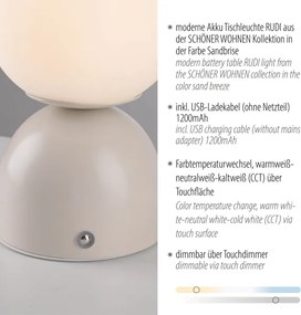 Schöner Wohnen 19218-39 - LED fényerőszabályzós asztali lámpa RUDI LED/1,2W/5V szürke