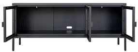 Brisbane TV-szekrény, 3 üvegajtó, acél, fekete 130x40x55 cm