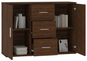 barna tölgyszínű szerelt fa tálalószekrény 91 x 29,5 x 65 cm