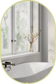 HOMCOM Ovális Fürdőszoba Tükör 60x90 cm Alumínium Kerettel, Dekoratív Fali Tükör, Függőleges és Horizontális Elhelyezés, Arany | Aosom