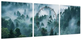 Kép - Erdő ködben (órával) (90x30 cm)