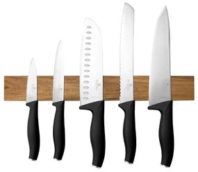 Matt fekete 6 részes rozsdamentes acél késkészlet akácfa mágneses akasztóval Berlinger Haus Matte Black