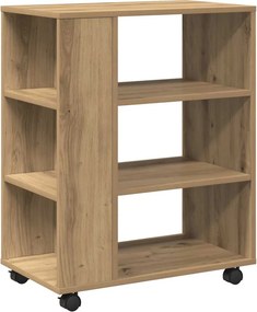 vidaXL kézműves tölgy színű szerelt fa kerekes szekrény 60 x 35 x 75cm