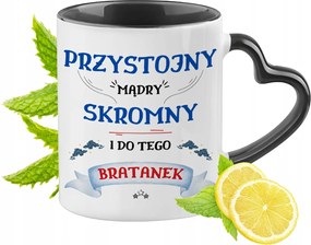 Unokaöcsémnek Fekete Bögre Szív Alakú Füllel Ajándék Nyomtatott