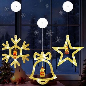 LED-es ablaklĂĄmpa tapadĂłkorongokkal karĂĄcsonyi szett 3db-os