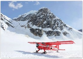 Poszterek 100x70 Piros repülőgép a hegyekben