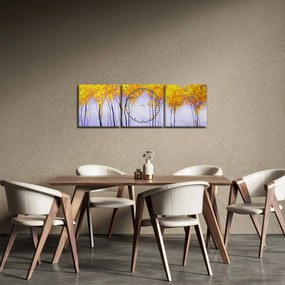 Sárga fák képe (órával) (90x30 cm)