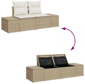 6 részes Kerti Kanapészett Párnákkal Barna Poly Rattan