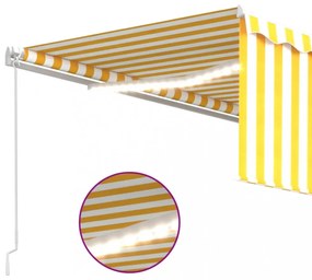 sárga-fehér kézzel kihúzható LED-es napellenző redőnnyel 4x3 m