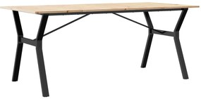 Tömör fenyőfa és acél étkezőasztal Y-vázzal 180x90x75 cm