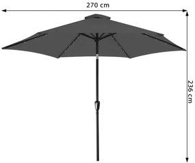 Deuba LED napernyő Miami Ø270 cm - antracit